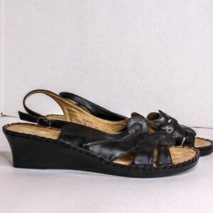 Duck Head Carrie Sandals Wedge Sling Back Black Size 9W